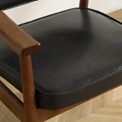 Modern Calfskin Upholstered Ergonomic Office Chair with Arms Image - 16