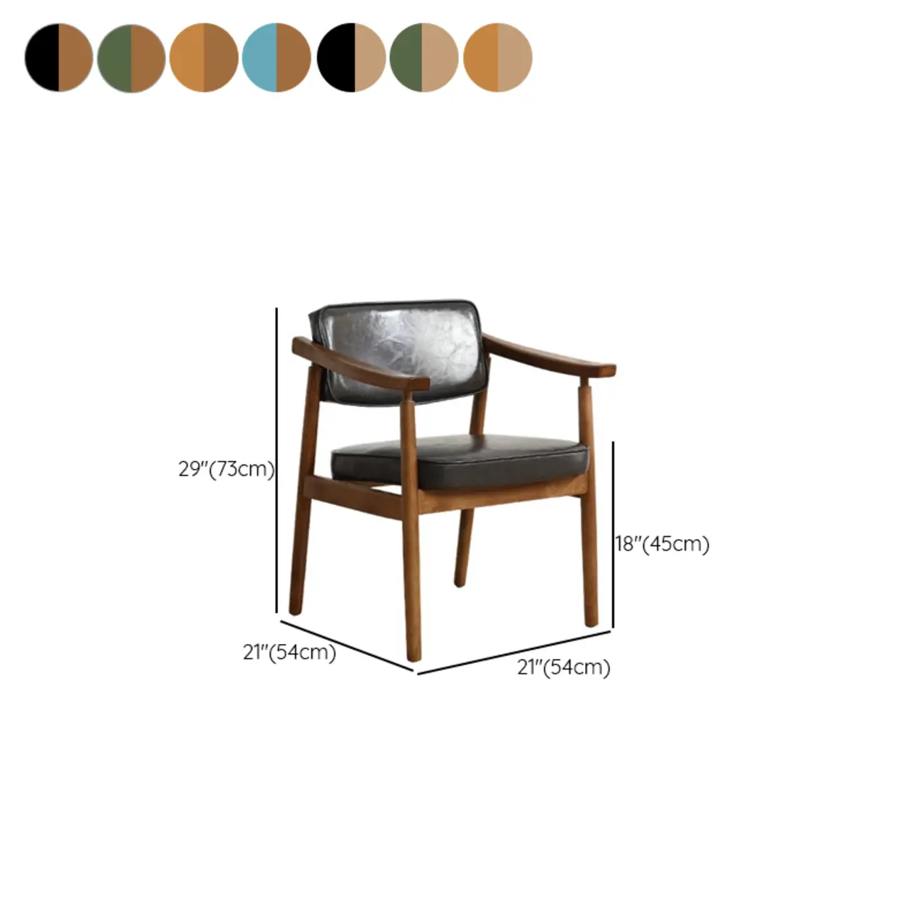 Modern Calfskin Upholstered Wooden Frame Office Chair #size