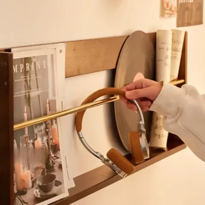 Mid Century Modern Wall Mounted Vinyl Record Display Shelf Image - 8