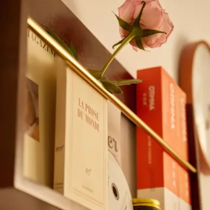 Mid Century Modern Wall Mounted Vinyl Record Display Shelf Image - 10