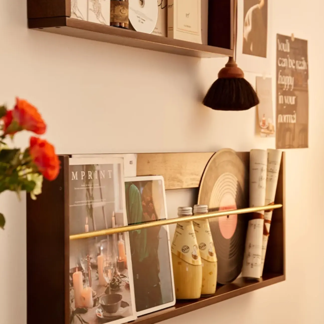 Mid Century Modern Wall Mounted Vinyl Record Display Shelf Image - 12 | homeyfad