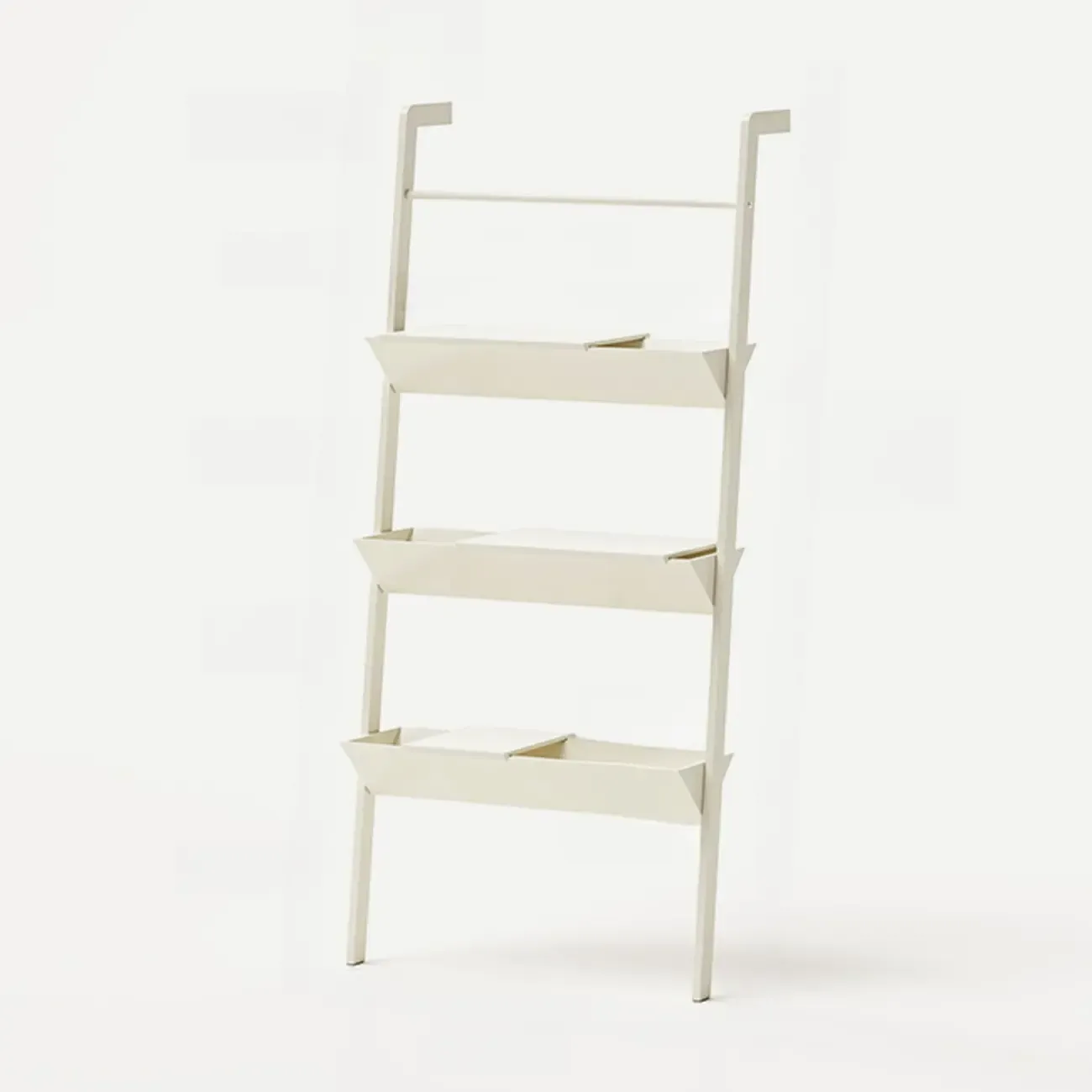 Display Modern Walnut Finish Ladder Bookcase With Storage Image - 11