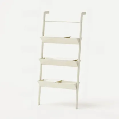 Display Modern Walnut Finish Ladder Bookcase With Storage Image - 11