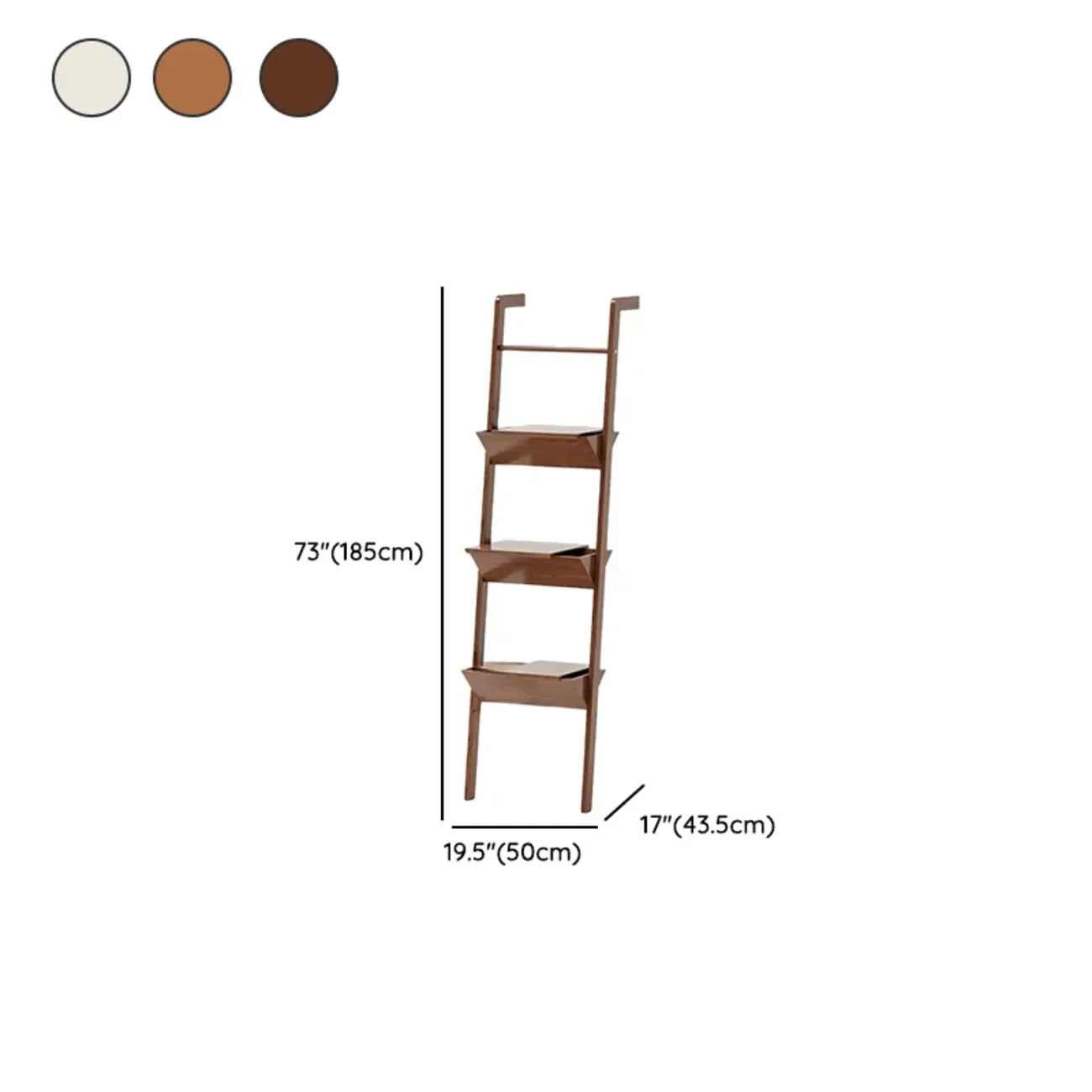 Display Modern Walnut Finish Ladder Bookcase With Storage #size