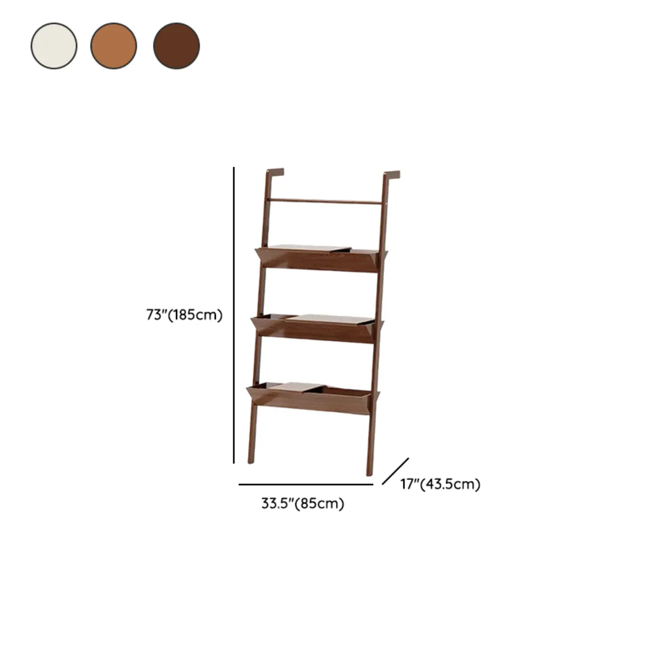 Display Modern Walnut Finish Ladder Bookcase With Storage Image - 14 | homeyfad