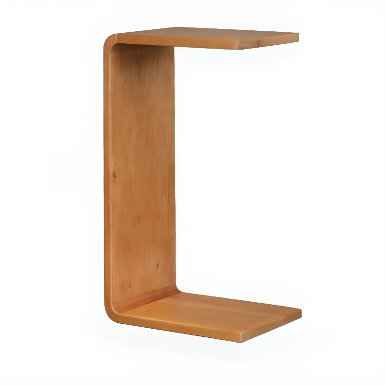 C Shaped Modern Wood Rectangular Side Table For Living Room Image - 3