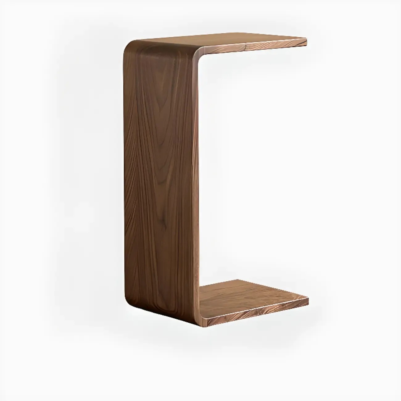C Shaped Modern Wood Rectangular Side Table For Living Room Image - 4