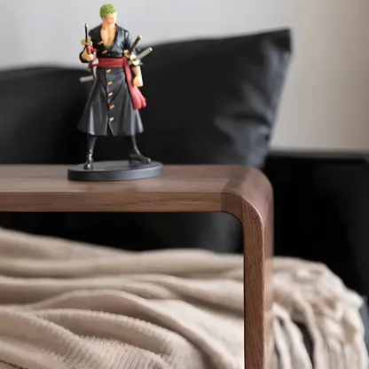 C Shaped Modern Wood Rectangular Side Table For Living Room Image - 7