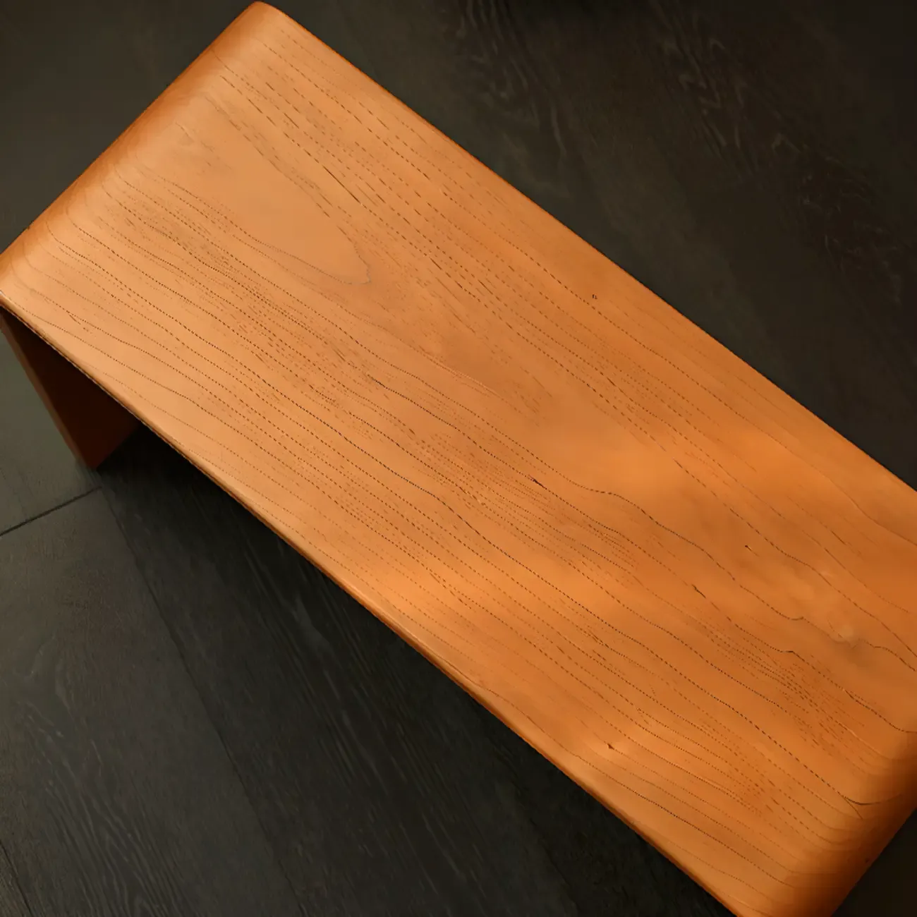 C Shaped Modern Wood Rectangular Side Table For Living Room Image - 8