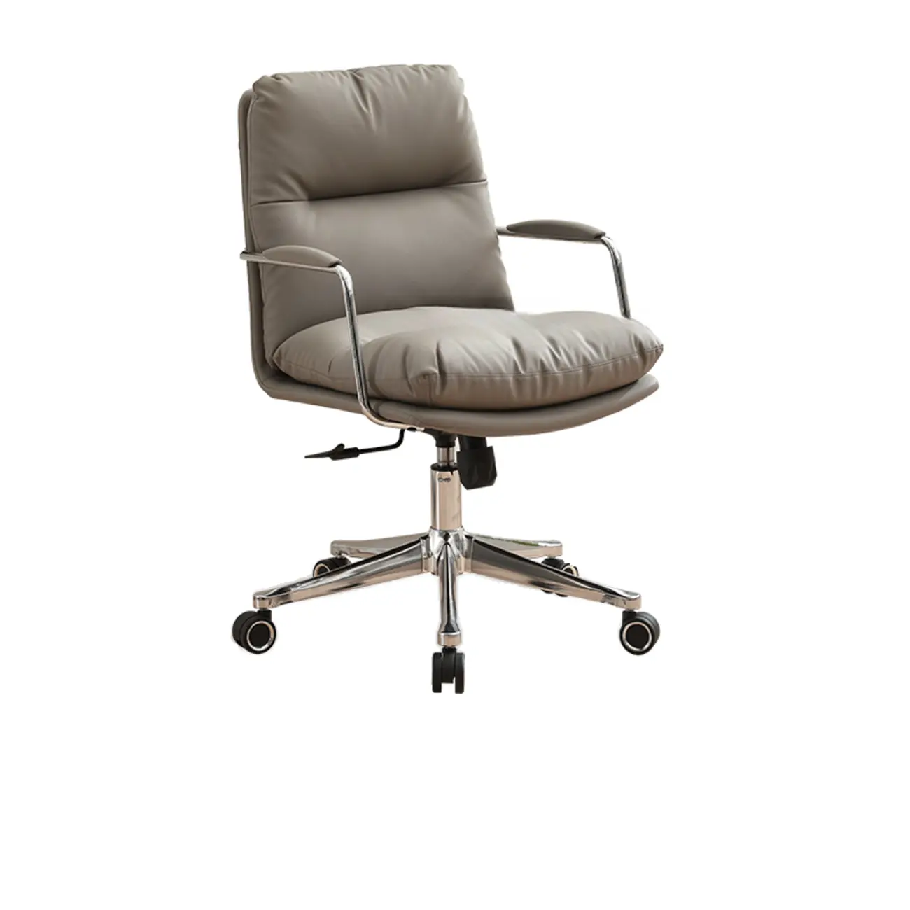 Modern Leather Mid-Back Ergonomic Swivel Office Chair Image - 2 | homeyfad
