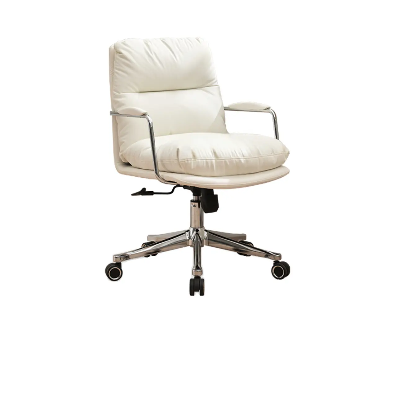 Modern Leather Mid-Back Ergonomic Swivel Office Chair Image - 3 | homeyfad