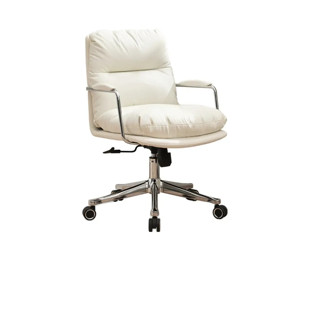 Modern Leather Mid-Back Ergonomic Swivel Office Chair Image - 3