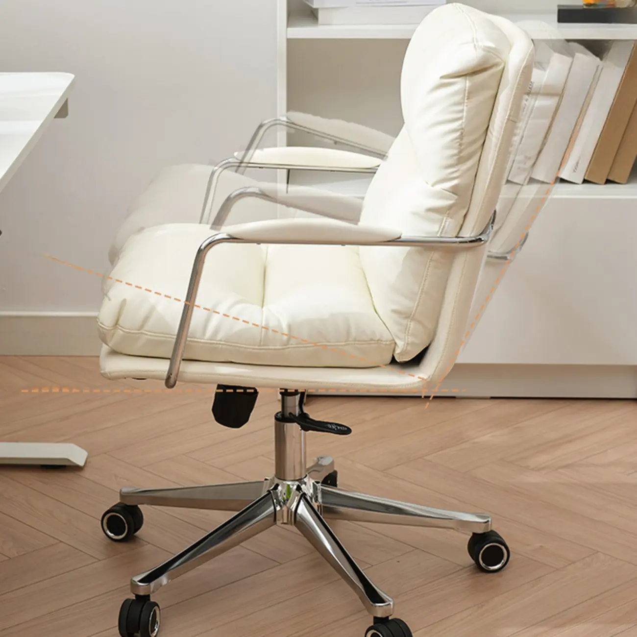 Modern Leather Mid-Back Ergonomic Swivel Office Chair Image - 6 | homeyfad