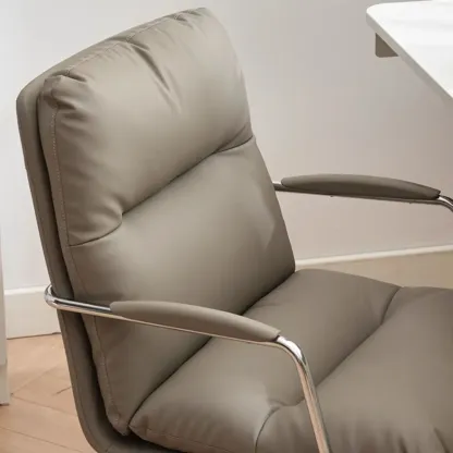 Modern Leather Mid-Back Ergonomic Swivel Office Chair Image - 10