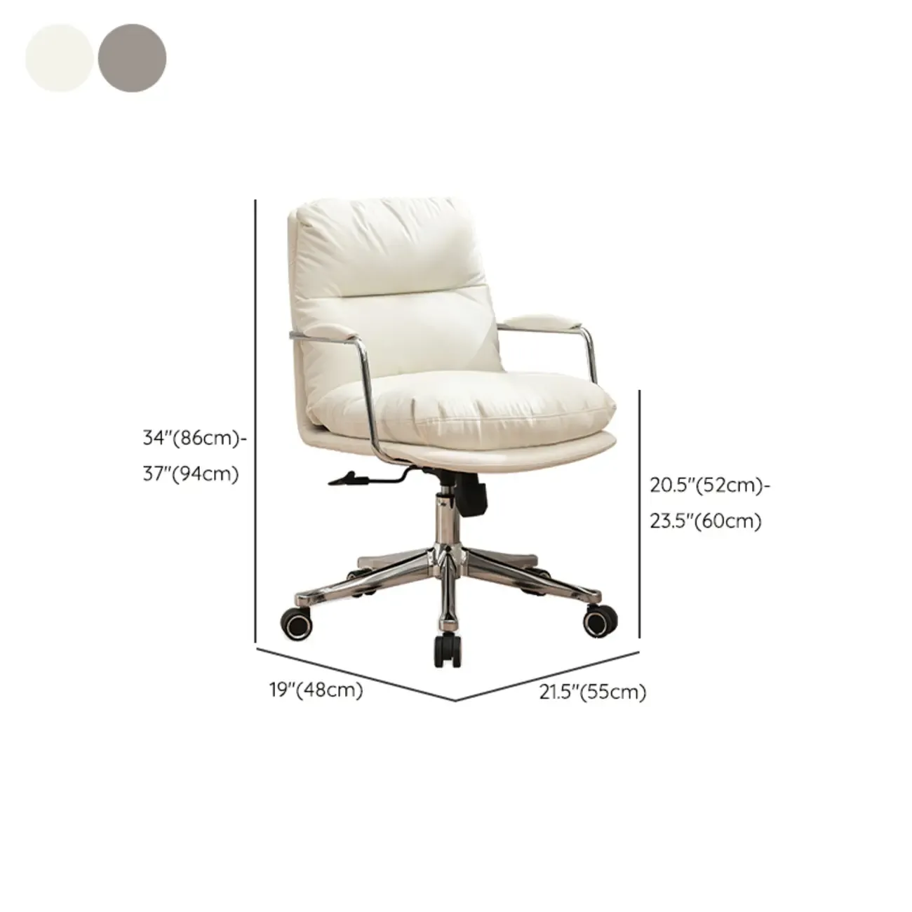 Modern Leather Mid-Back Ergonomic Swivel Office Chair #size