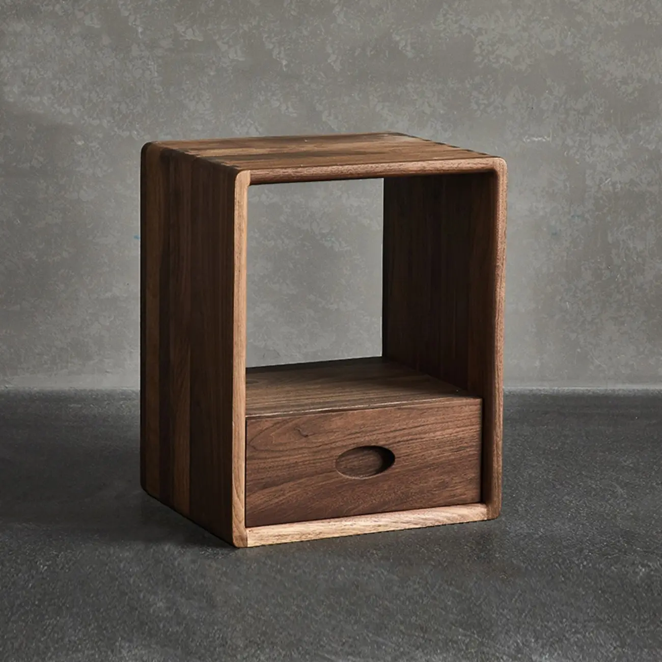 Small Vertical Wood Cube Bookcase With Drawer Open Back Image - 2 | homeyfad