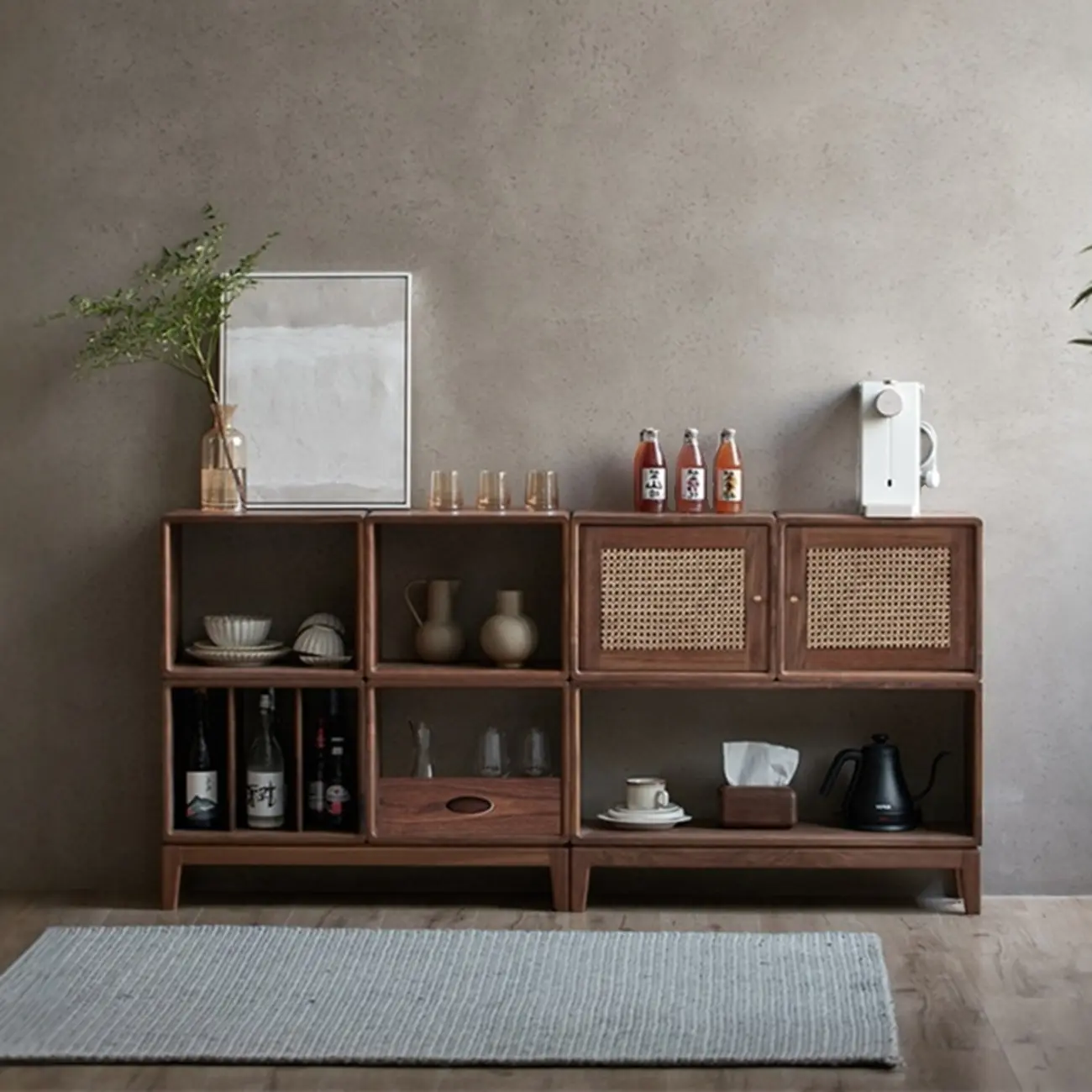 Small Vertical Wood Cube Bookcase With Drawer Open Back Image - 8 | homeyfad