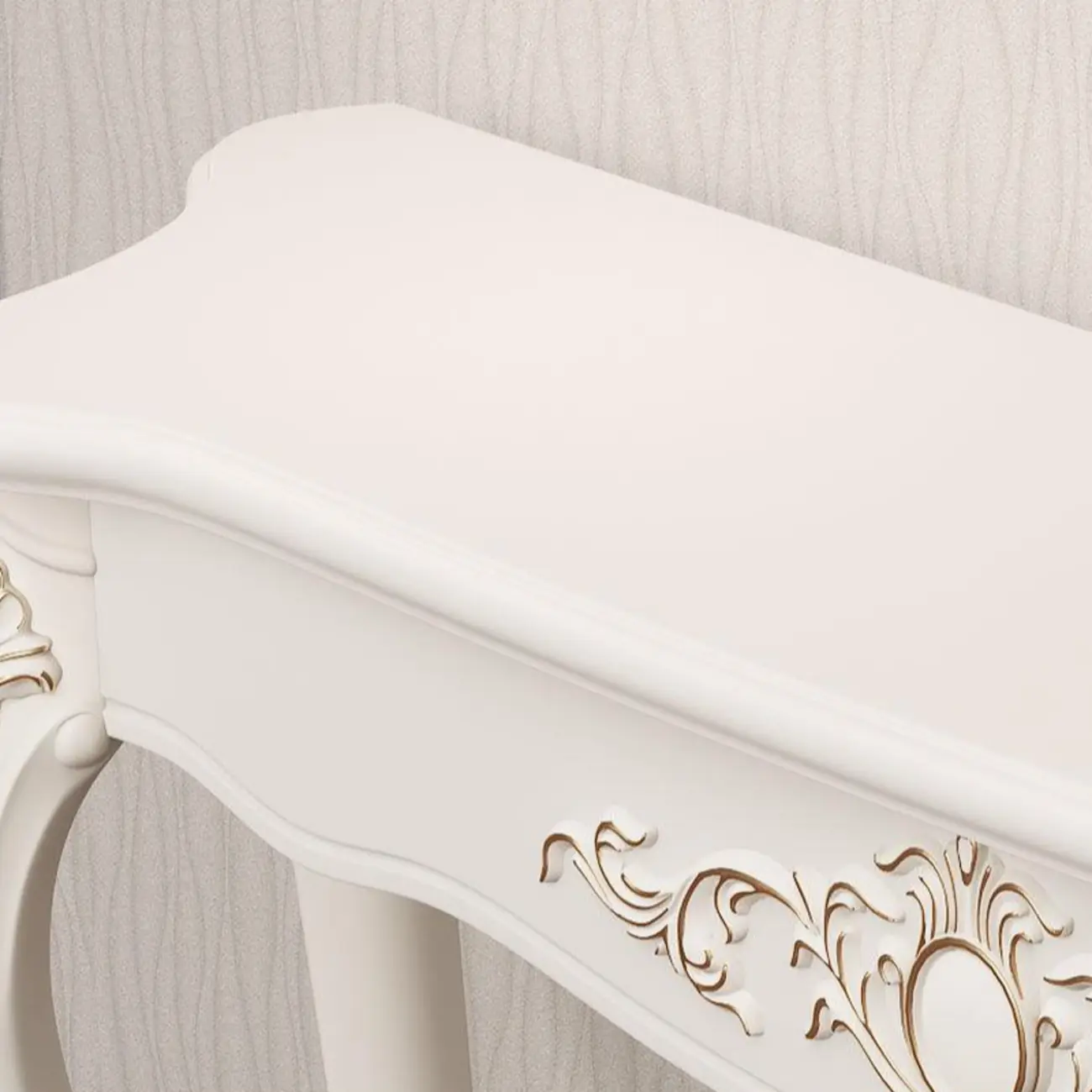 Traditional White Wooden Console Table With Relief Carvings Image - 6 | homeyfad