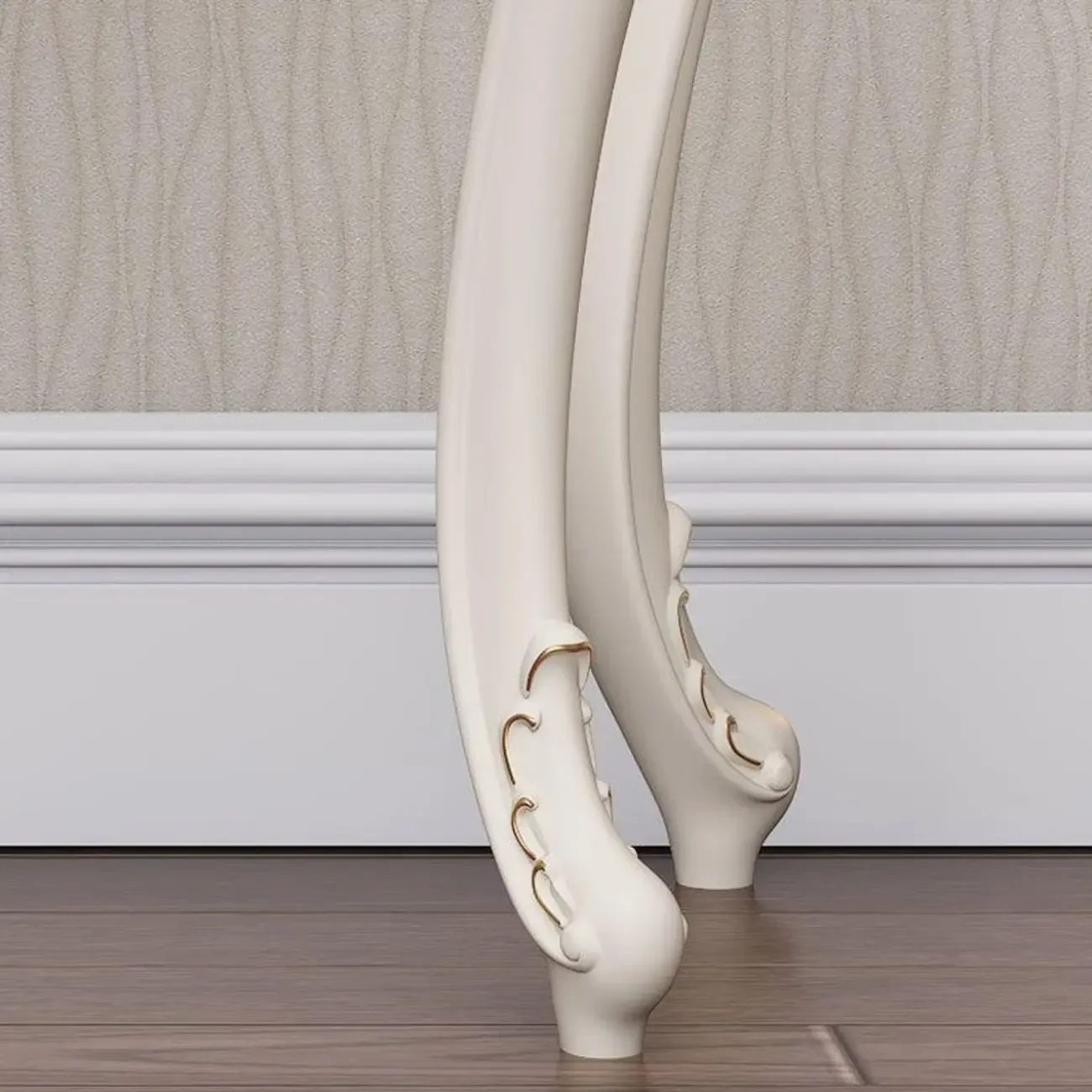 Traditional White Wooden Console Table With Relief Carvings Image - 10