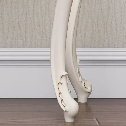 Traditional White Wooden Console Table With Relief Carvings Image - 10