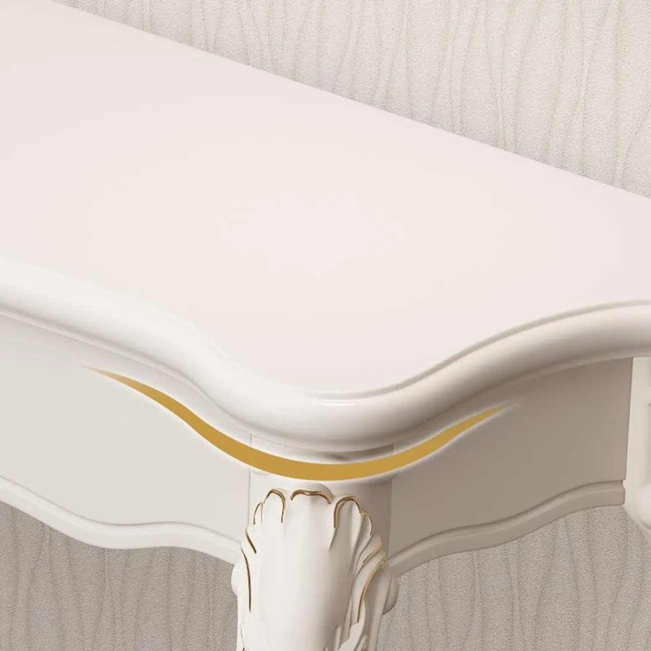 Traditional White Wooden Console Table With Relief Carvings Image - 13 | homeyfad