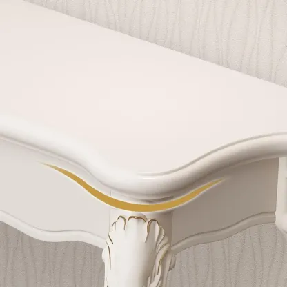 Traditional White Wooden Console Table With Relief Carvings Image - 13