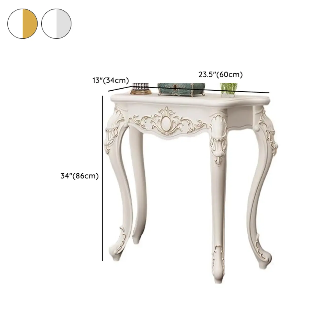 Traditional White Wooden Console Table With Relief Carvings #size | homeyfad