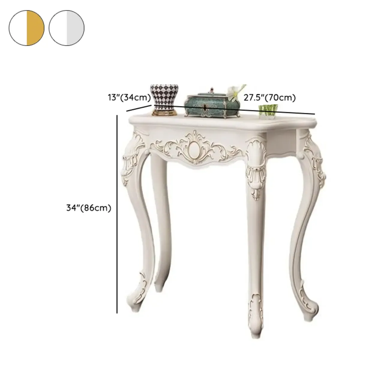 Traditional White Wooden Console Table With Relief Carvings Image - 23