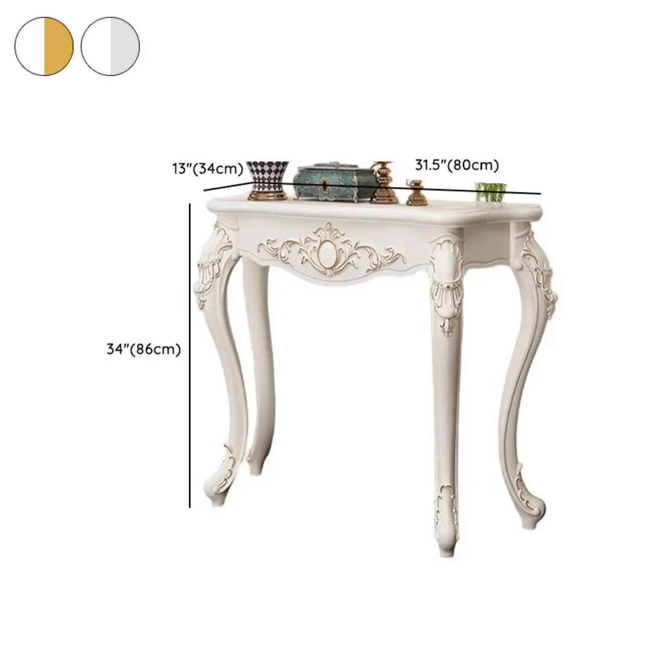 Traditional White Wooden Console Table With Relief Carvings Image - 24 | homeyfad