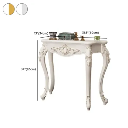 Traditional White Wooden Console Table With Relief Carvings Image - 24
