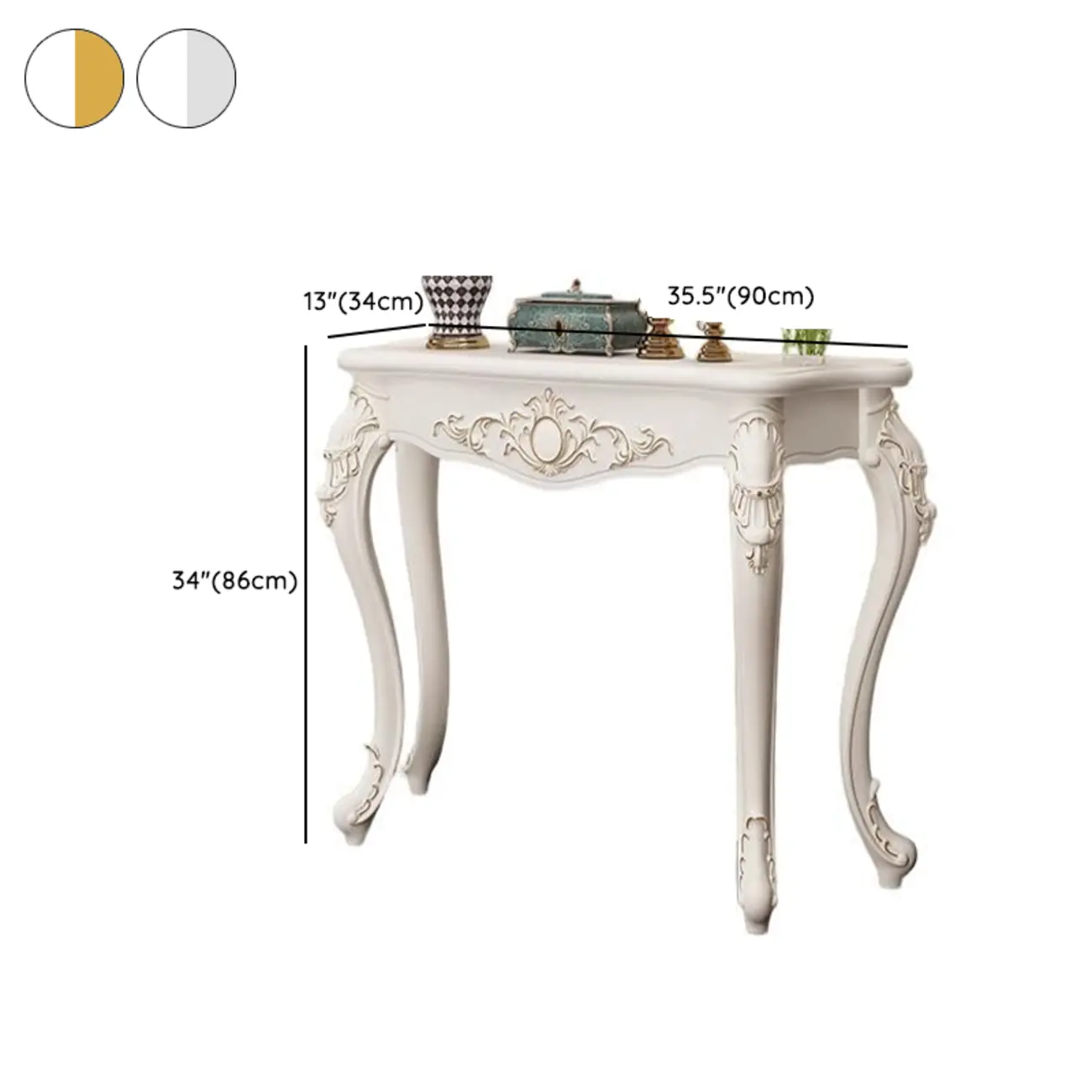 Traditional White Wooden Console Table With Relief Carvings Image - 25 | homeyfad