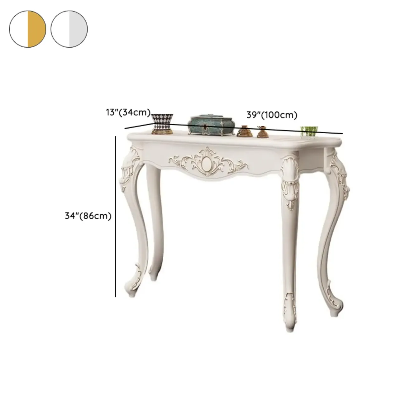 Traditional White Wooden Console Table With Relief Carvings Image - 26