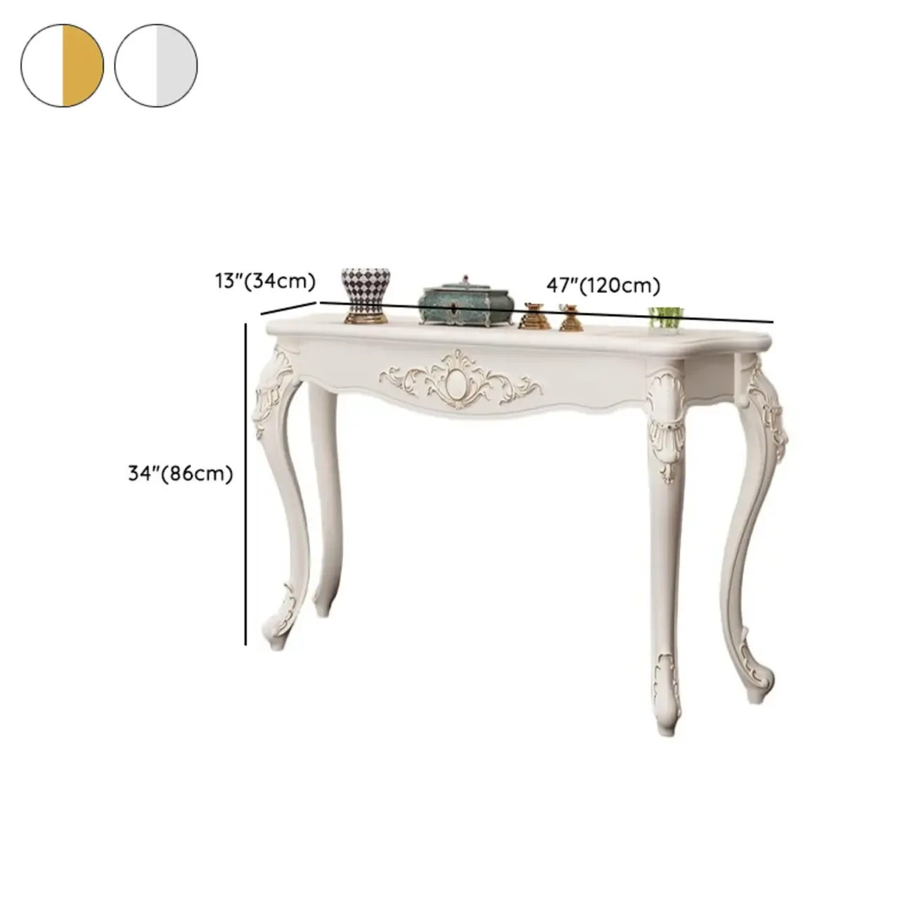 Traditional White Wooden Console Table With Relief Carvings Image - 27