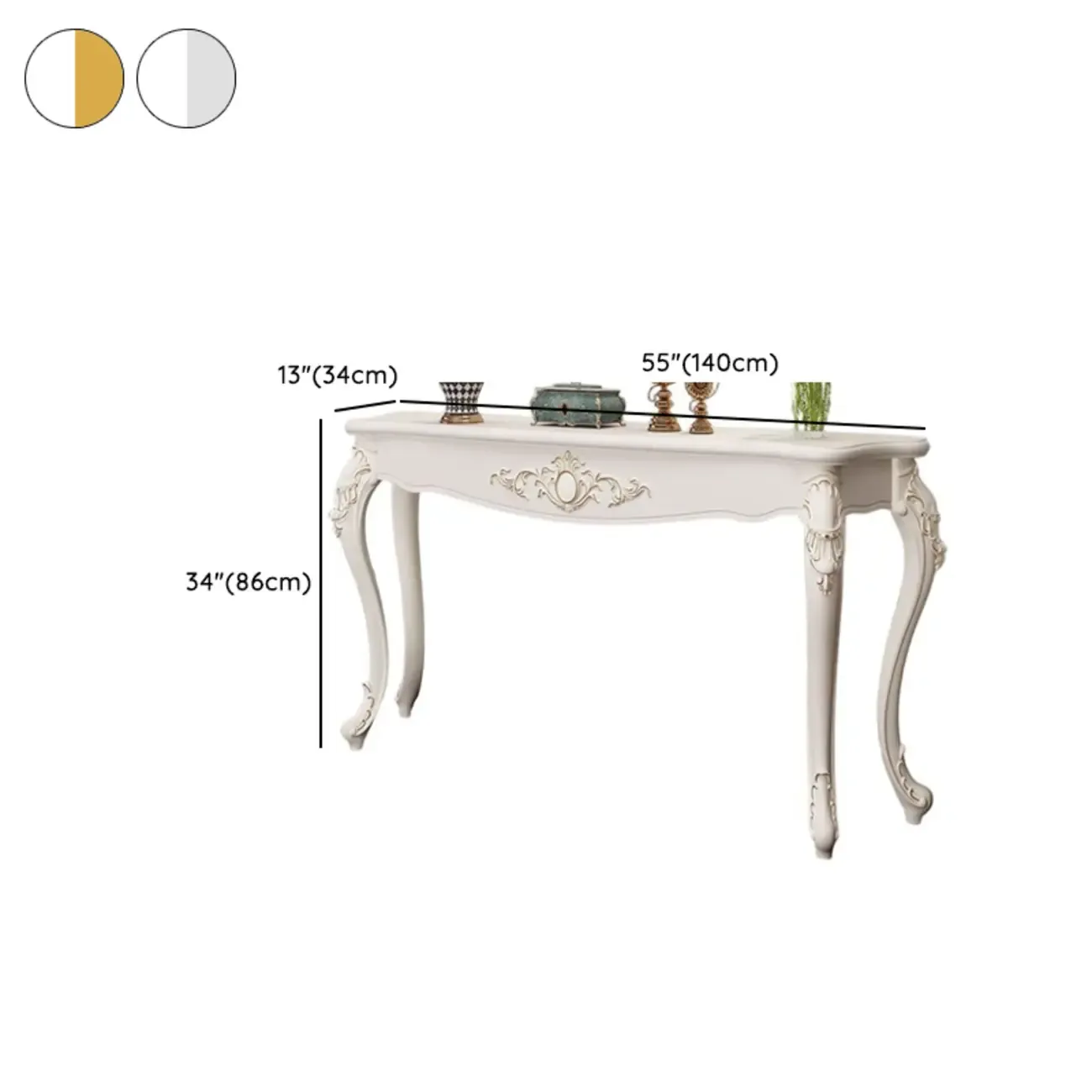 Traditional White Wooden Console Table With Relief Carvings Image - 28
