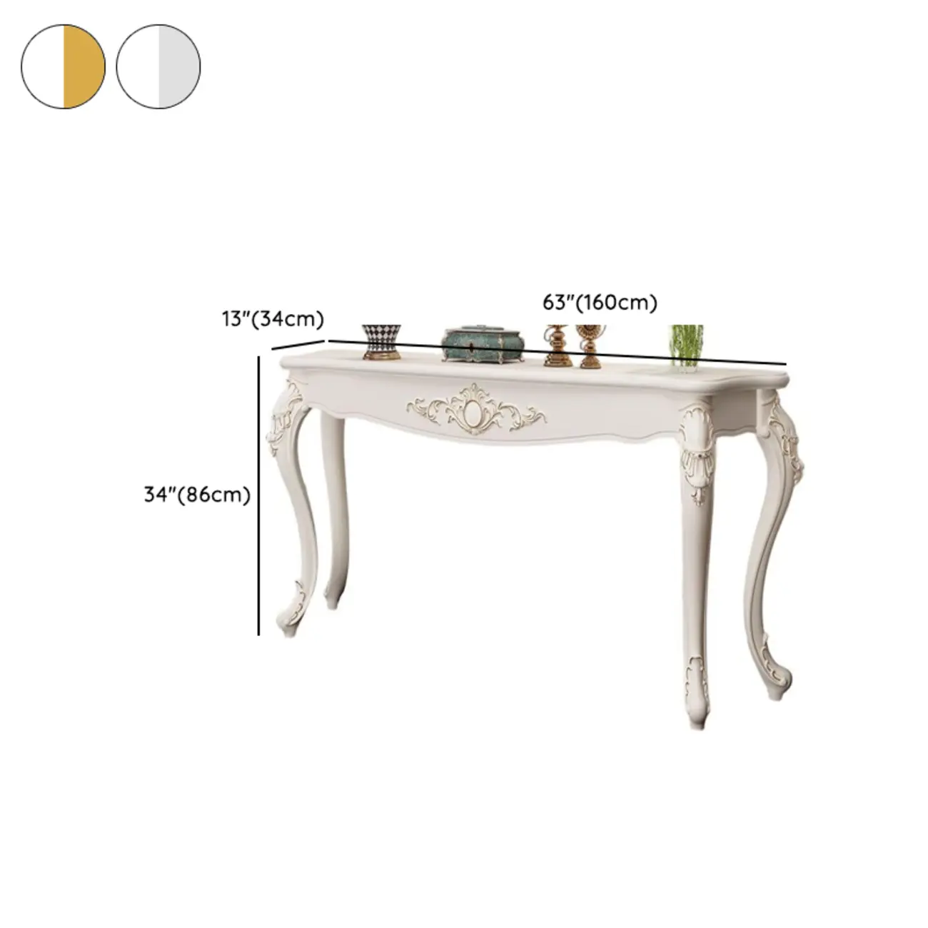 Traditional White Wooden Console Table With Relief Carvings Image - 29 | homeyfad