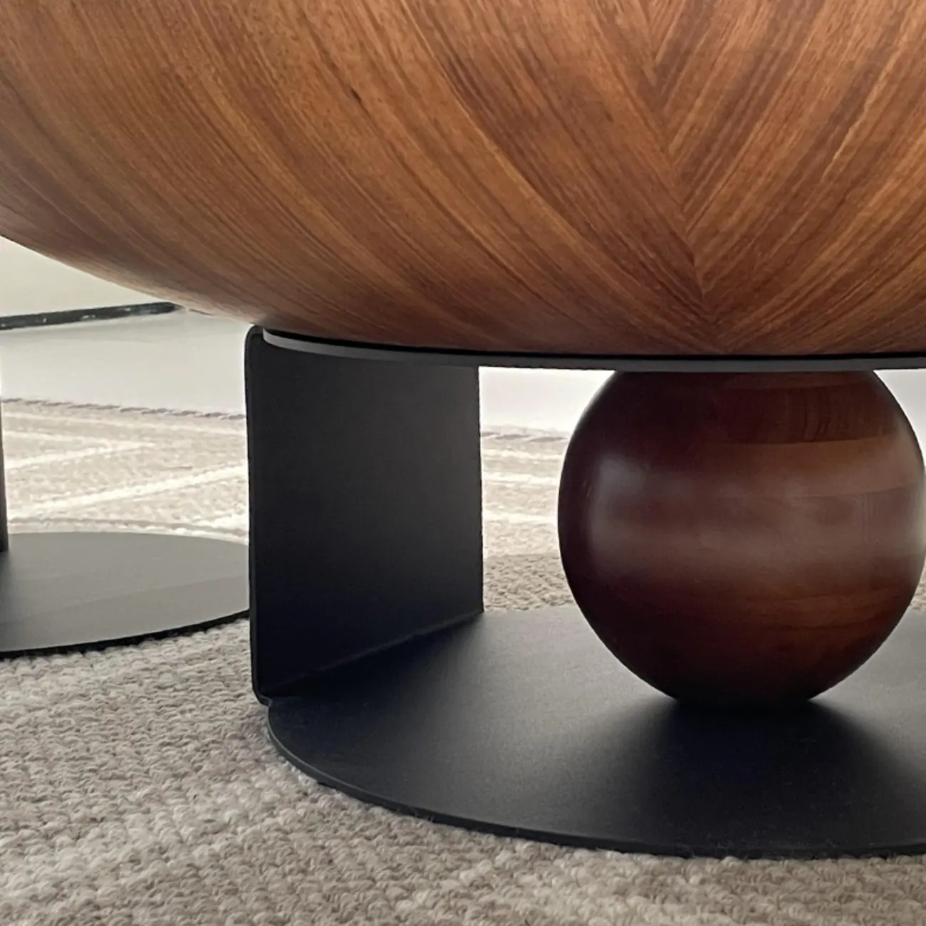Contemporary Wooden Round Metal Nesting Coffee Table Set Image - 6 | homeyfad