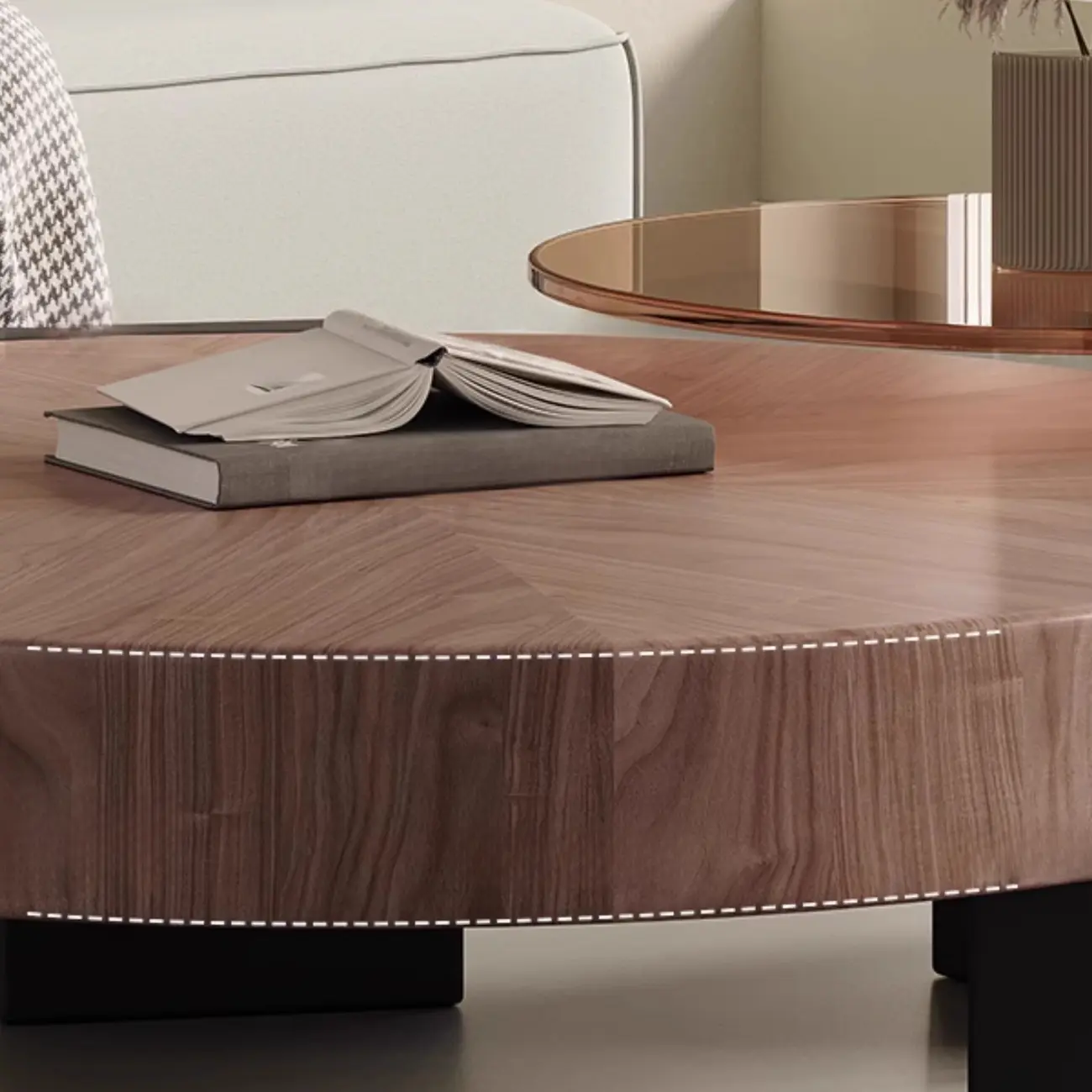 Nesting Living Room Minimalist Round Wood Coffee Table Set Image - 5 | homeyfad