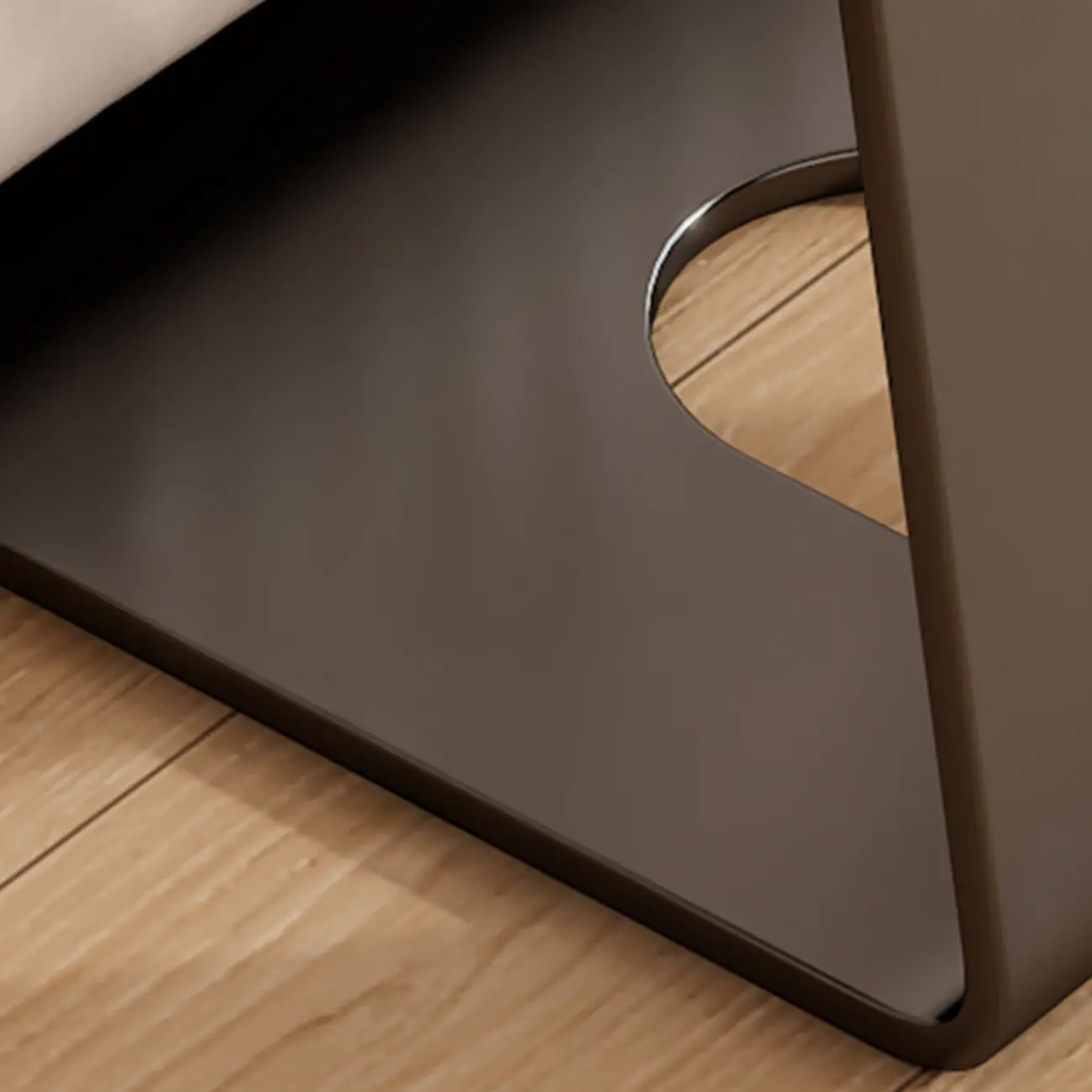 Minimalist Brown Rectangle Ash Wood C-shaped Side Table Image - 9 | homeyfad