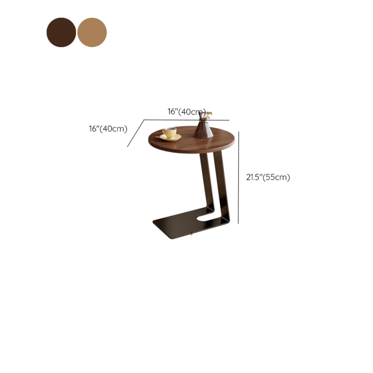 Minimalist Brown Rectangle Ash Wood C-shaped Side Table Image - 11 | homeyfad