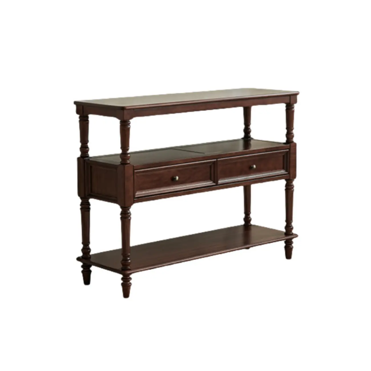Vintage Solid Wood3-tier Console Table With Drawers Image - 2 | homeyfad