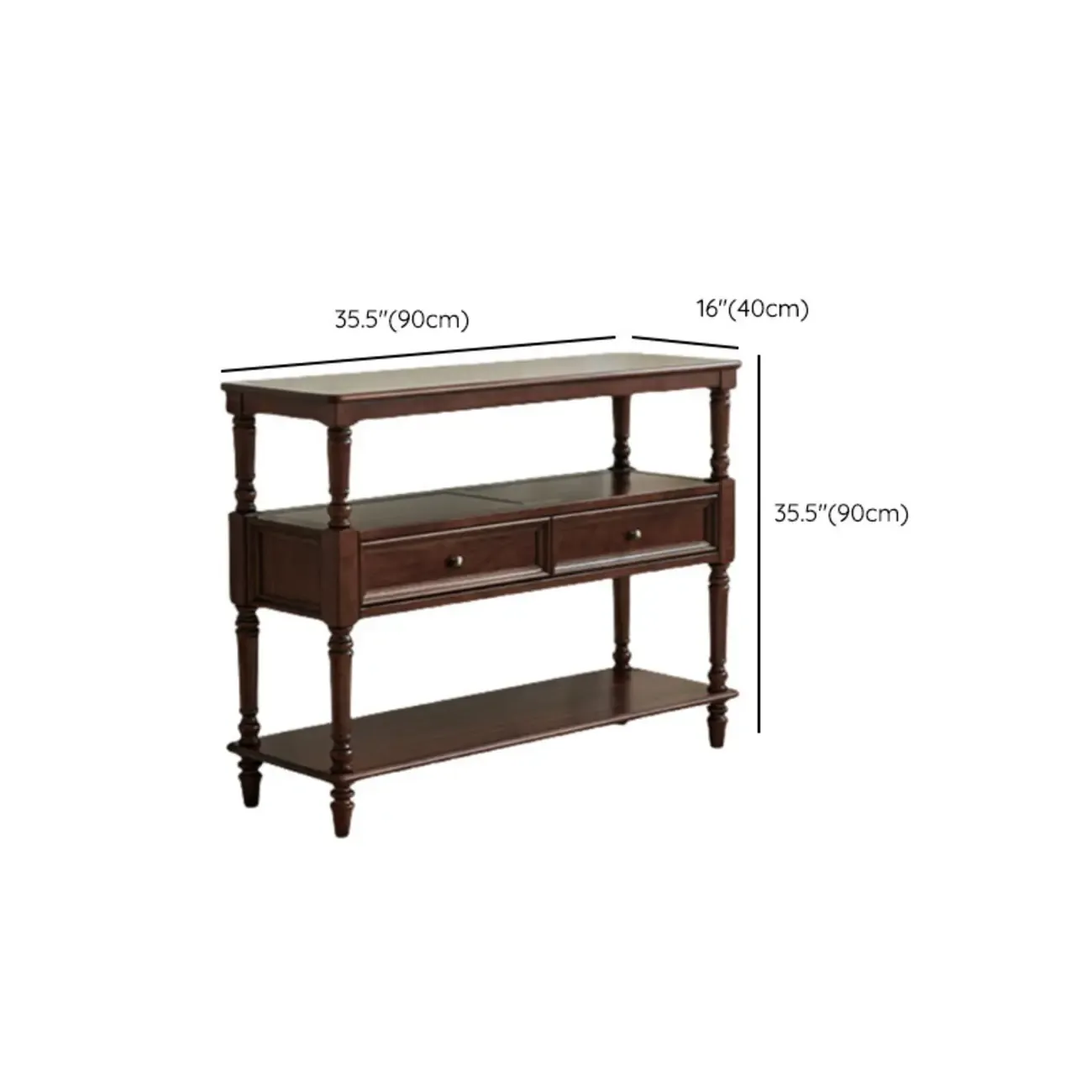 Vintage Solid Wood3-tier Console Table With Drawers Image - 14