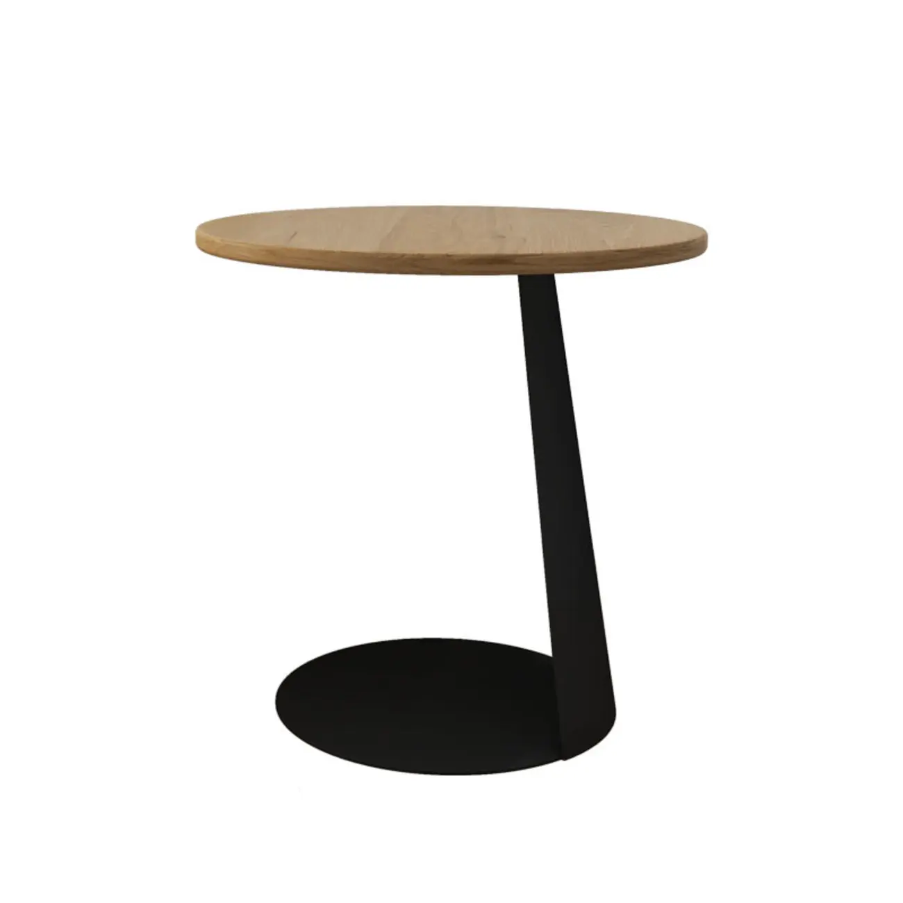 Modern Brown Ash Wood Round Chairside C Shaped Table Image - 4 | homeyfad