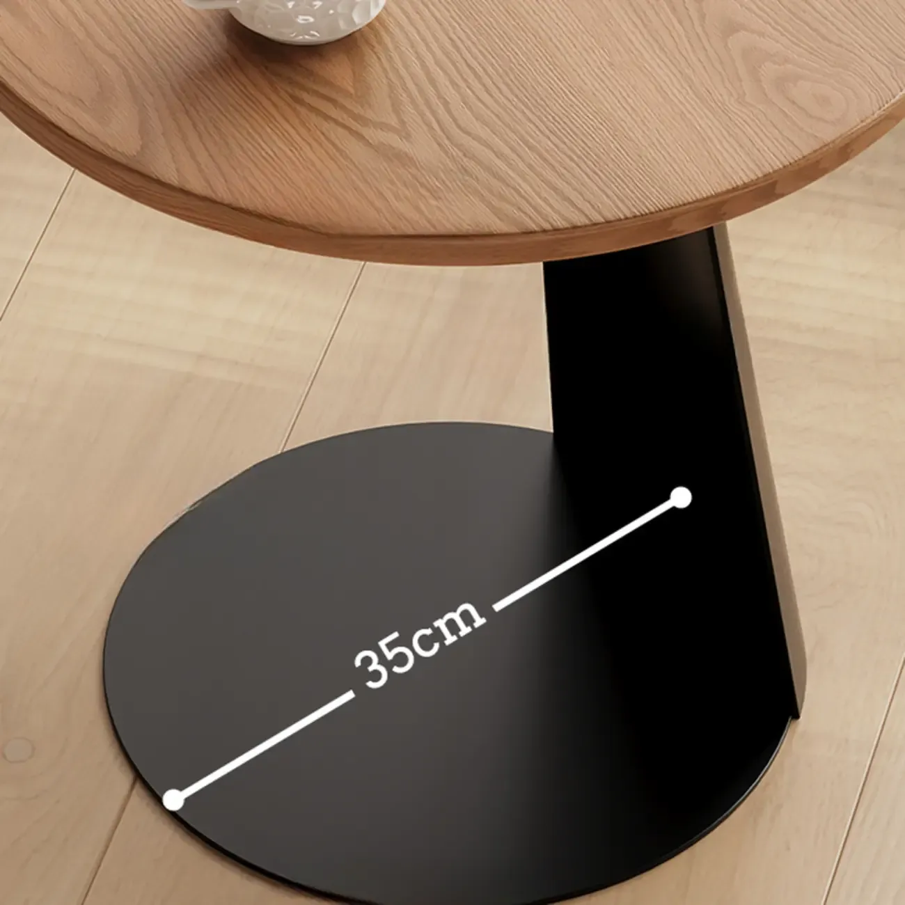 Modern Brown Ash Wood Round Chairside C Shaped Table Image - 6