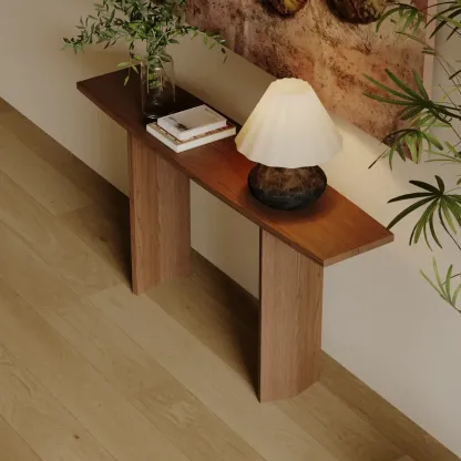 Minimalist Pine Wood Black Entryway Console Table Image - 3