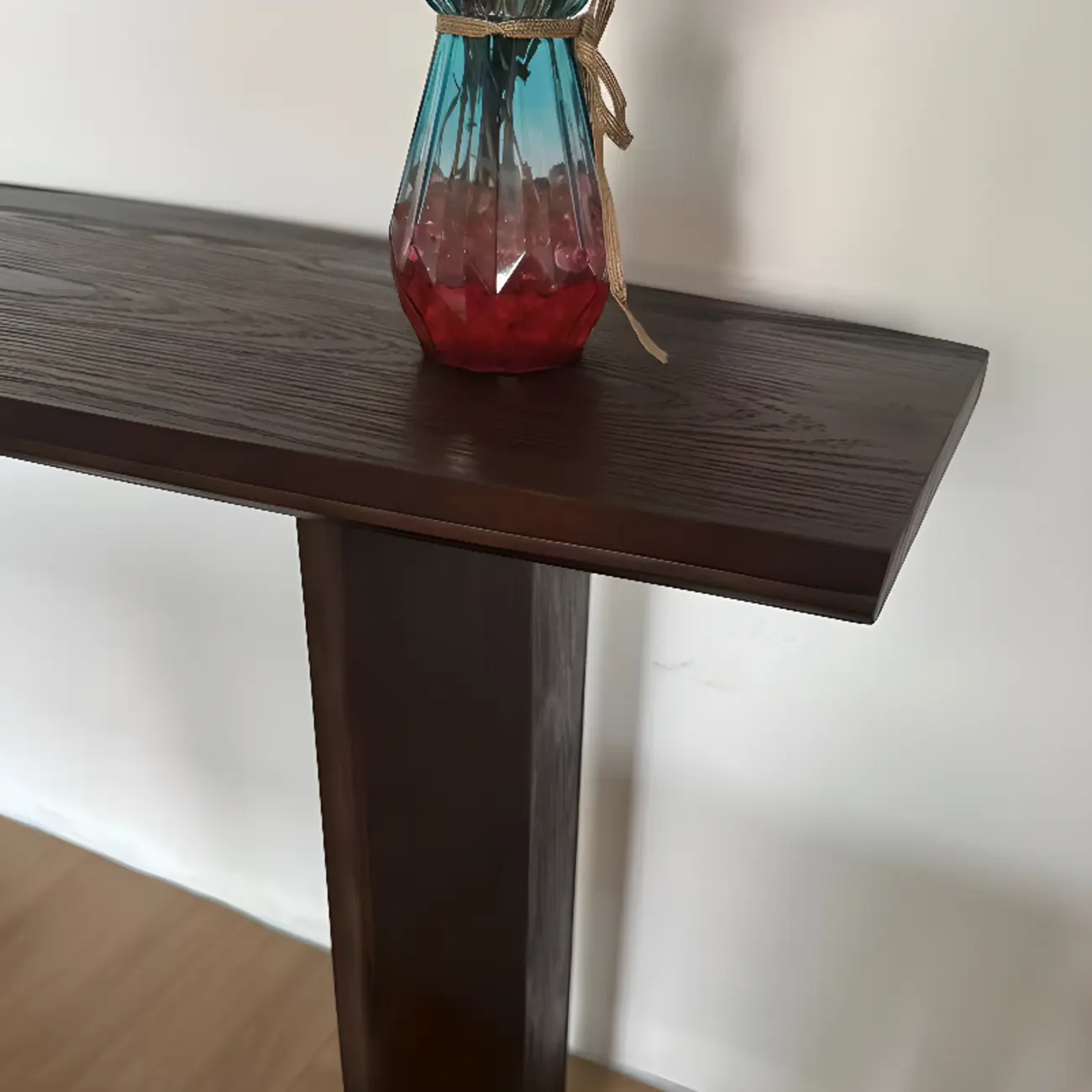 Minimalist Pine Wood Black Entryway Console Table Image - 5 | homeyfad