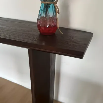 Minimalist Pine Wood Black Entryway Console Table Image - 5