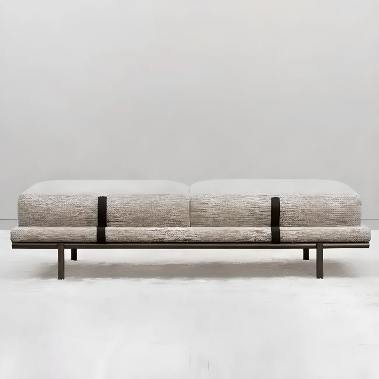 Scandinavian Grey Metal Upholstered Bedroom Bench Image - 2 | homeyfad