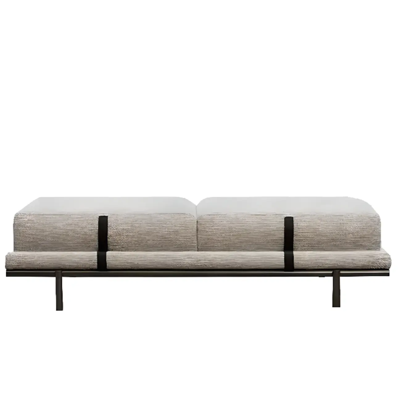 Scandinavian Grey Metal Upholstered Bedroom Bench Image - 2 | homeyfad