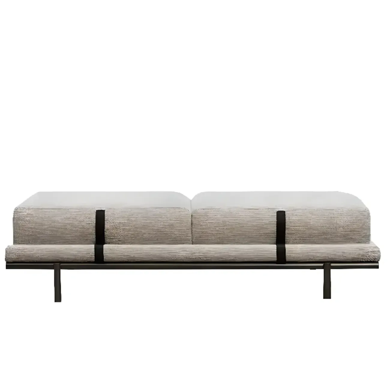 Scandinavian Grey Metal Upholstered Bedroom Bench | HomeyFad