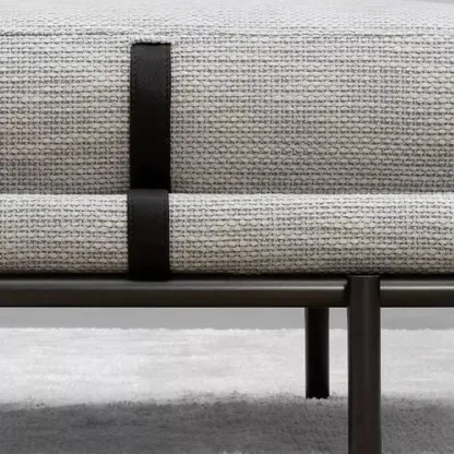 Scandinavian Grey Metal Upholstered Bedroom Bench Image - 4